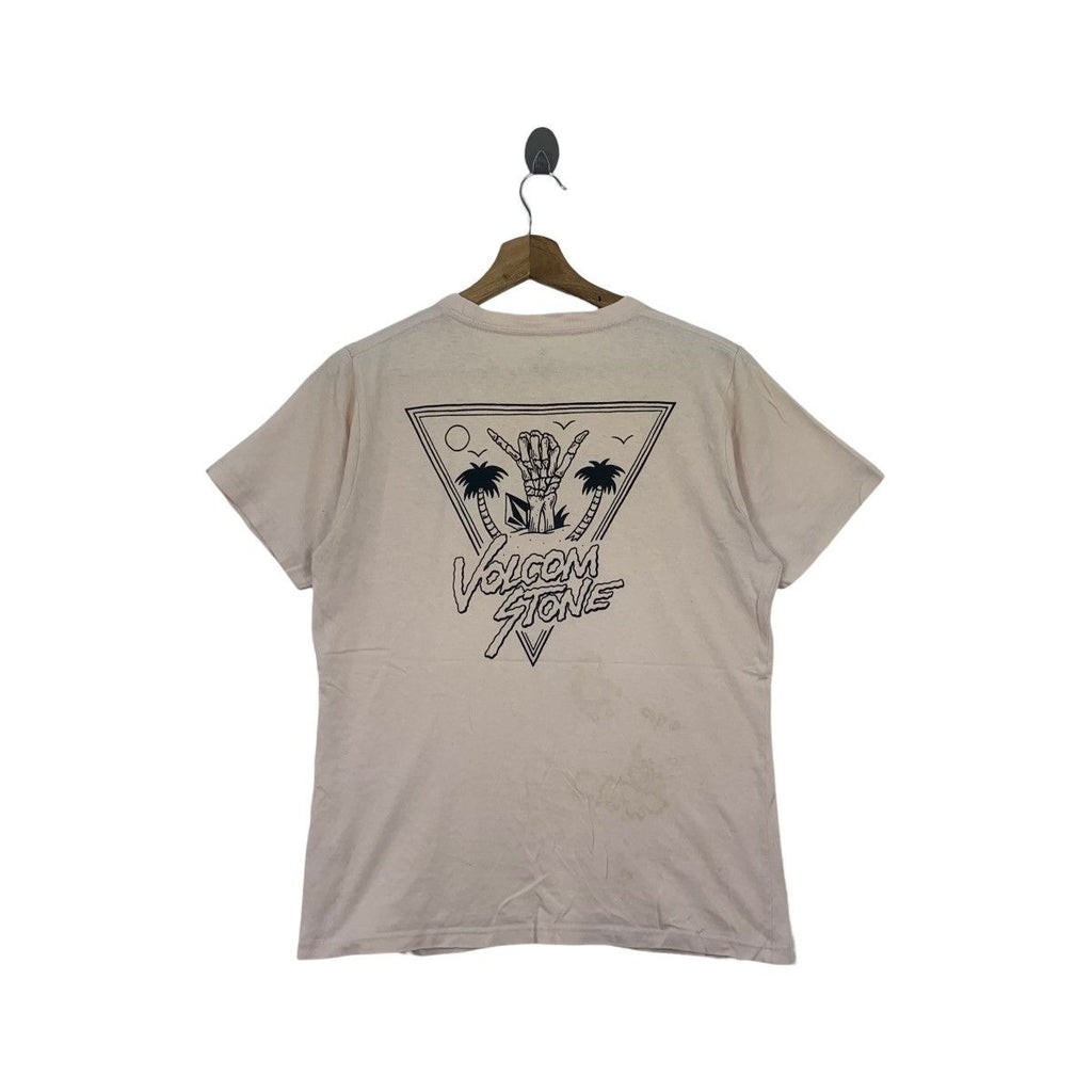 VOLCOM STONE SKATEBOARD Bones Skull Sun Faded Tee Shirt Top Skate Street Art