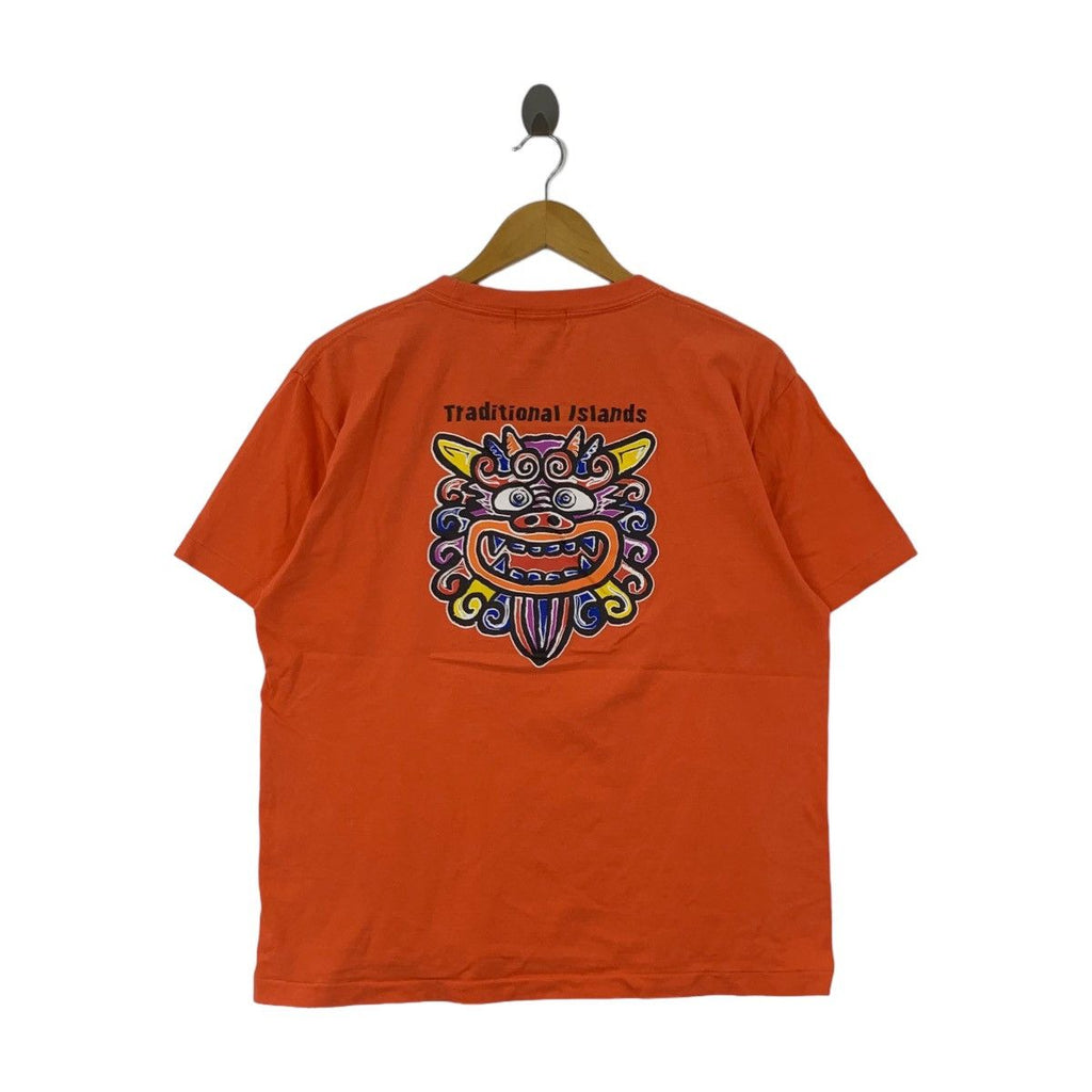Vintage JAPAN TRADITIONAL OKINAWA Island Tee Shirt Goddess Top Beach Summer Vacation
