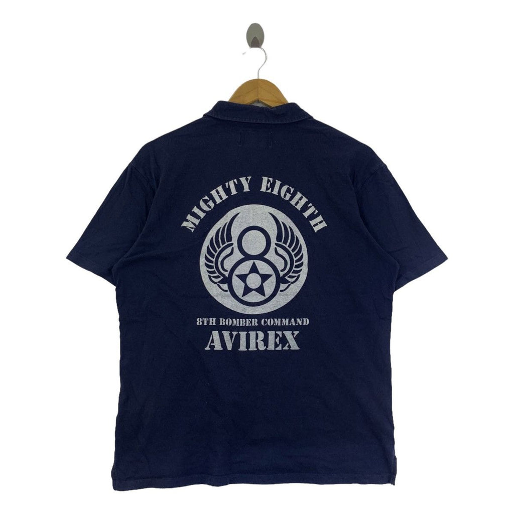 Vintage AVIREX USAF 8th Bomber Command Polo Tee Shirt Top Military Mighty Eight