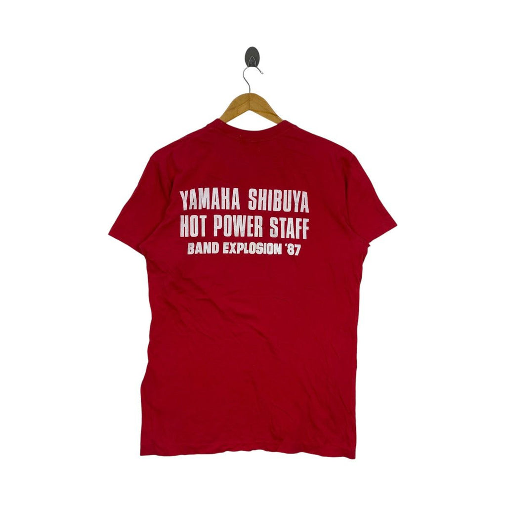 Vintage 1987 YAMAHA SHIBUYA Hot Power Staff Tee Shirt Top Band Explosion