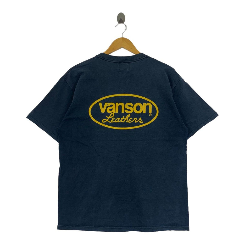 Vintage VANSON LEATHERS MOTORCYCLE Tee Shirt Top Speedway Natural Sun Faded