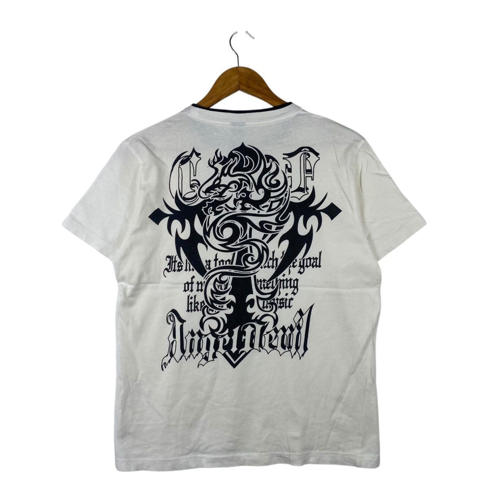 SUKAJAN T SHIRTS Angel Devils Japan Traditional Dragon Tee Shirt Top Cross Tattoo