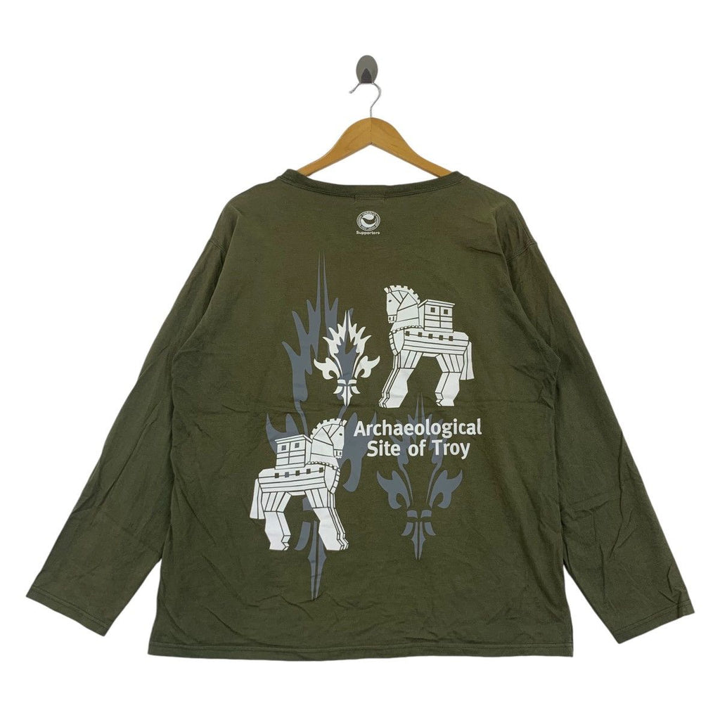 Vintage UNESCO NGO JAPAN TROY Archaeology Site Tee Shirt Top Long Sleeve