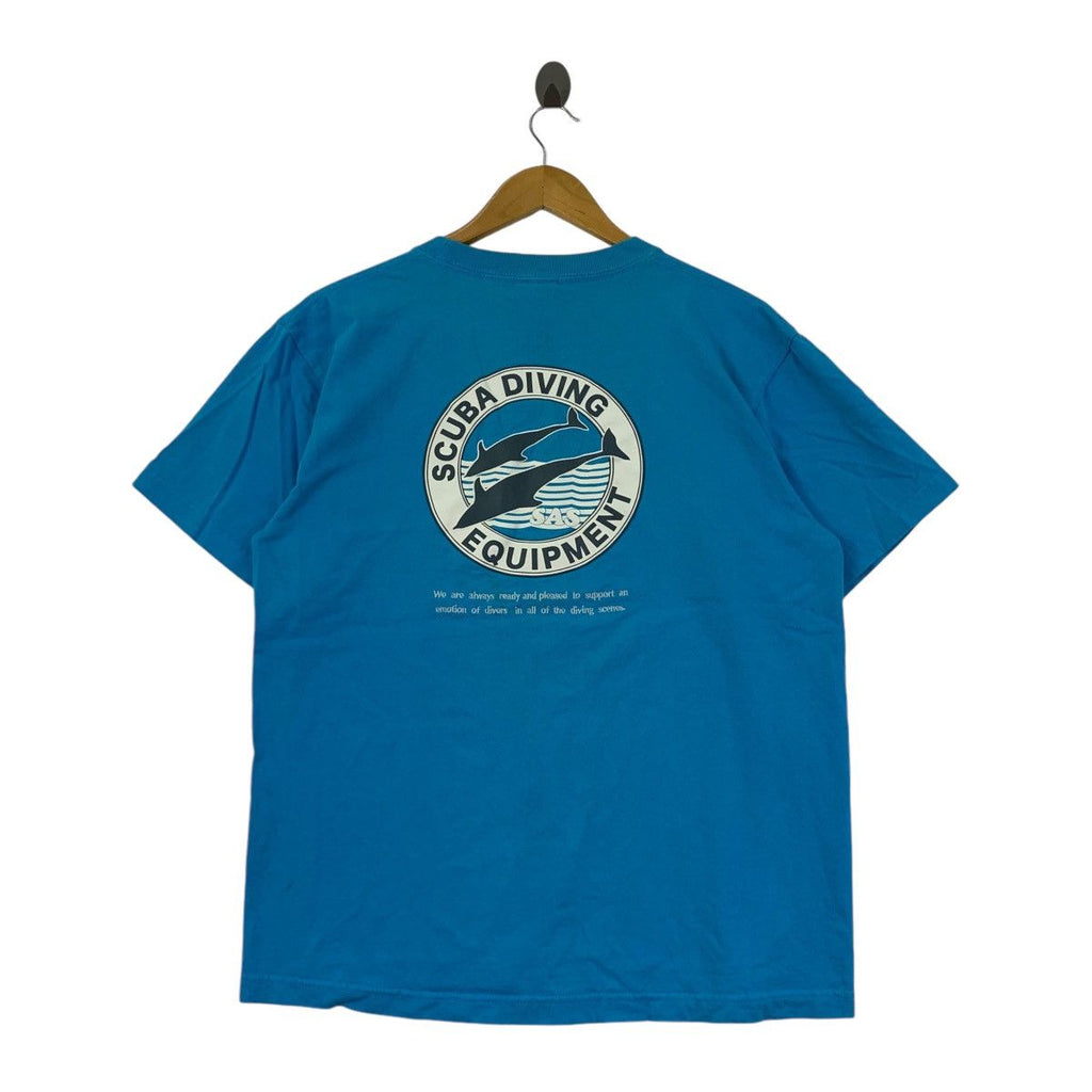 Vintage SAS SCUBA DIVING EQUIPMENT Tee Shirt Top Save Ocean Nature