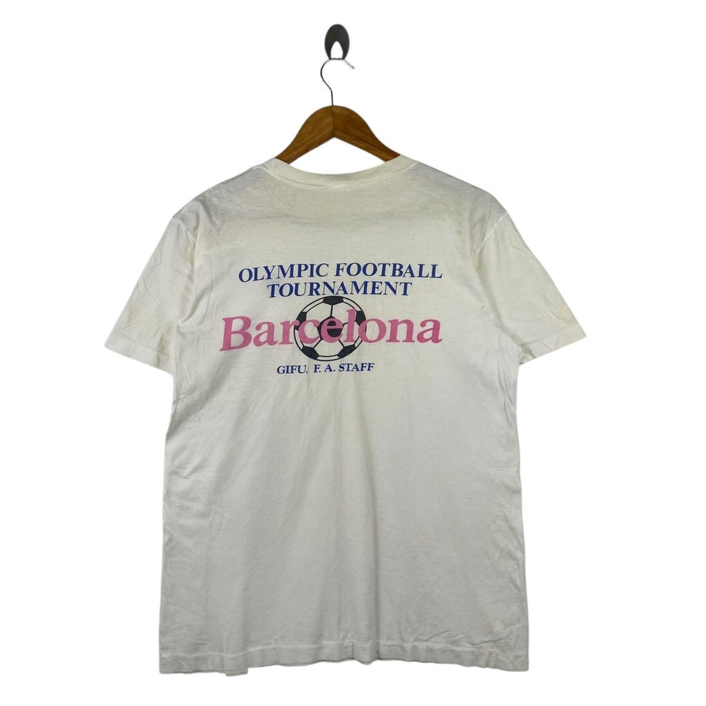 Vintage GIFU FA BARCELONA Olympic Football Tournament Tee Shirt Top Soccer Japan League