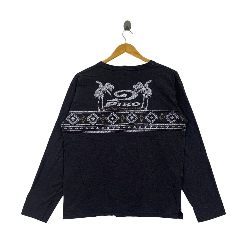 Vintage PIKO HAWAII AZTEC Navajo Native Surf Tee Shirt Top Long Sleeve Honolulu