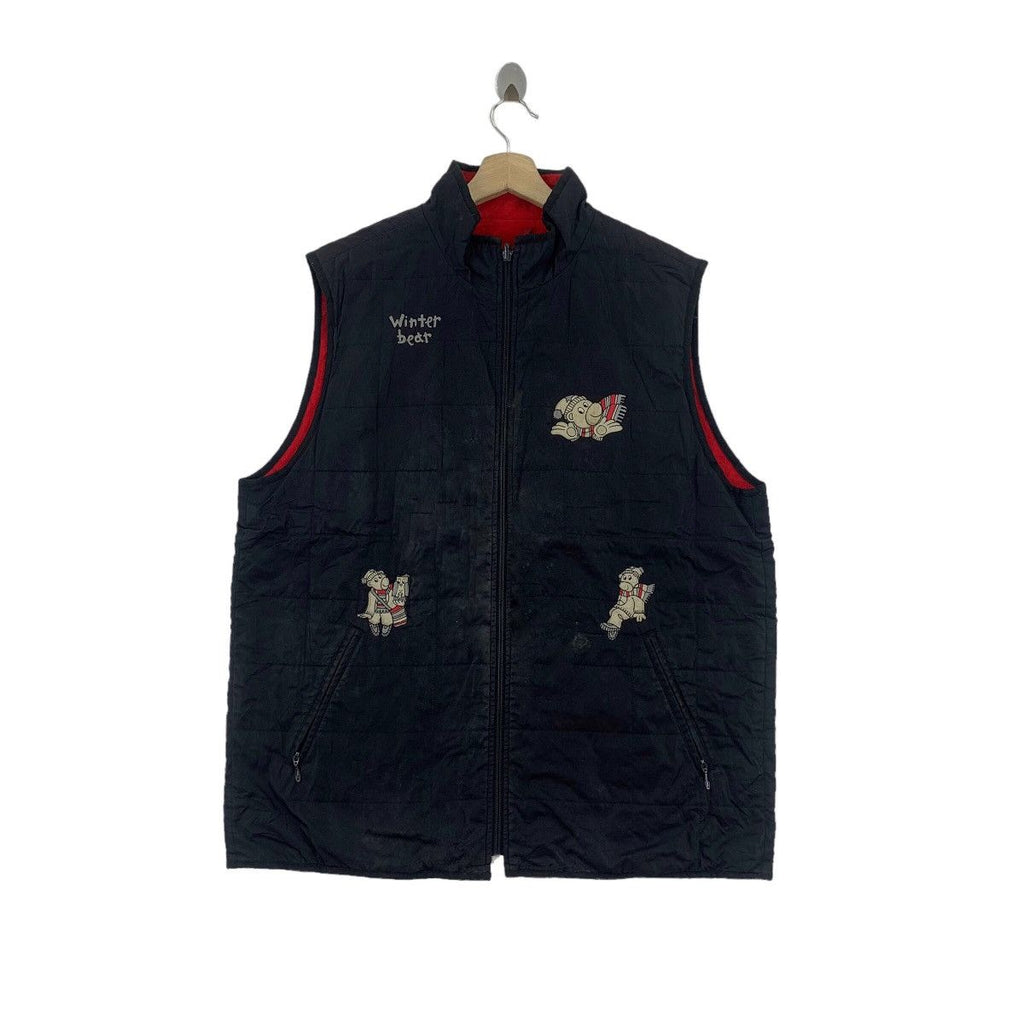 Vintage 90' CASTELBAJAC SPORT JCDC Winter Bear Reversible Fleece Vest Jacket Camping Jean Charles Tank Top