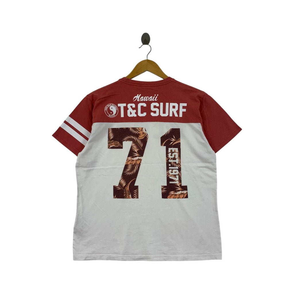 T&C SURF HAWAAI Town Country 71 Raglan Tee Shirt Top Tour Beach Vacation