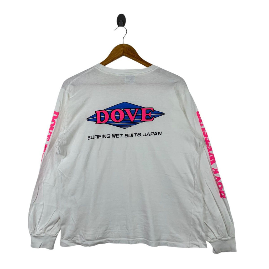 Vintage DOVE SURFING WETSUIT Japan Edition Tee Shirt Top Long Sleeve Beach