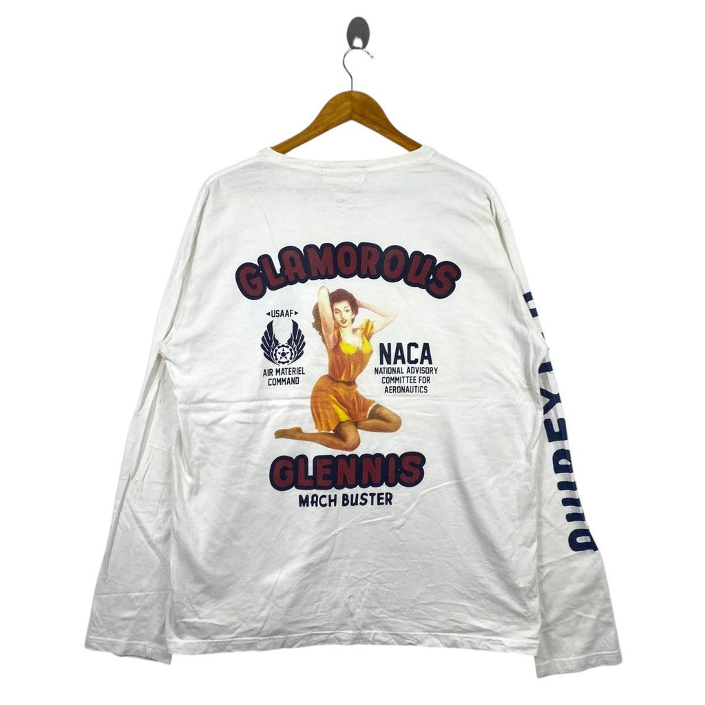 AVIREX USAAF NACA Glamorous Glennis Mach Buster Tee Shirt Top USA Military Aeronautics