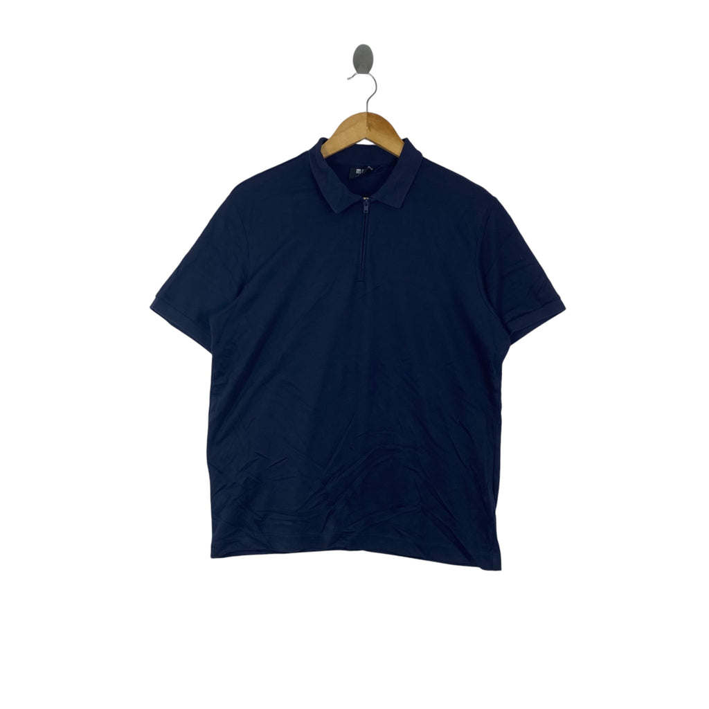 UNIQLO x THEORY Quarter Zip Polo Shirt Minimalist Smart Casual Short Sleeve